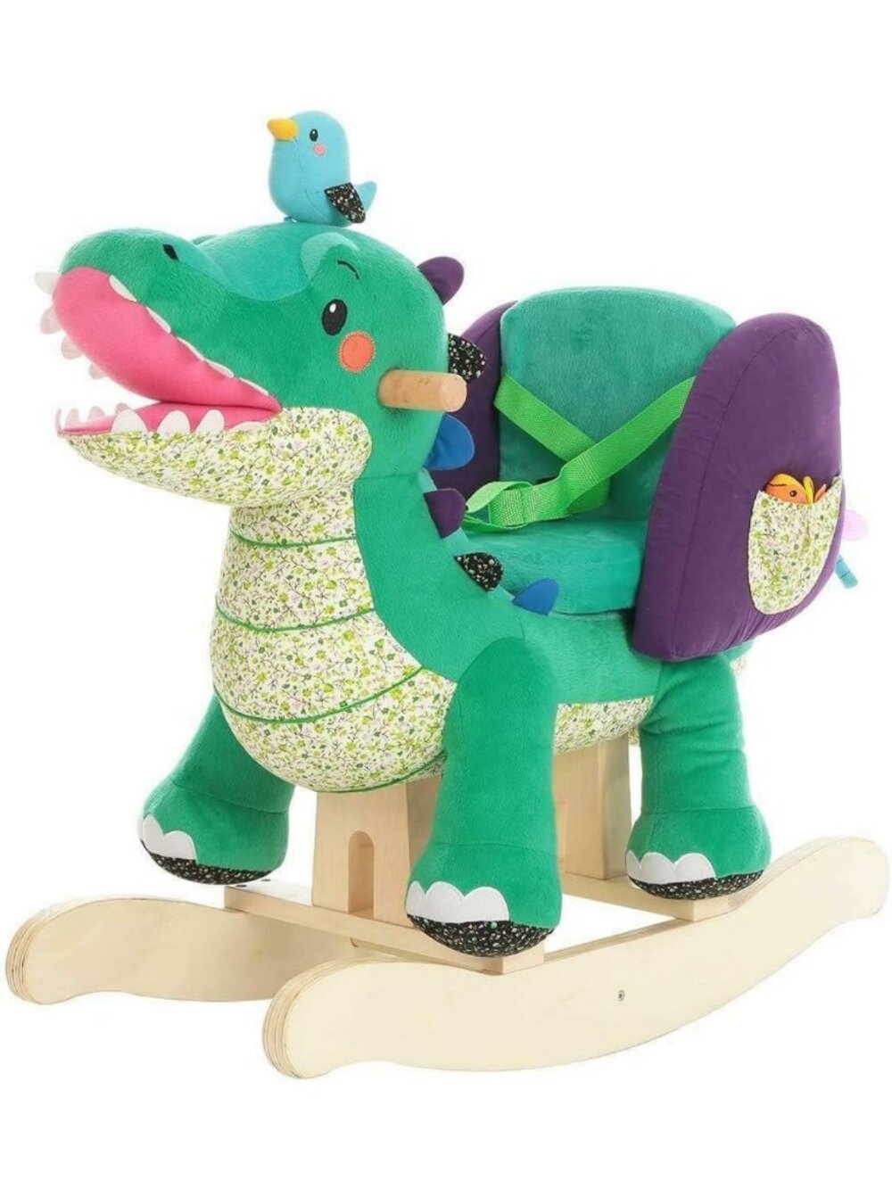 Plush Green Crocodile Baby Rocking Horse Toy - Soft & Safe for Infants